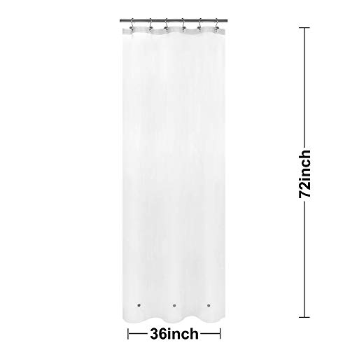 Image of Barossa Design Frosted Stall Shower Curtain Liner with 3 Magnets - 36 inch x 72 inch, Waterproof PEVA Shower Liner for Small Bathroom Stall, PVC Free, Metal Grommets - Frost, 36X72