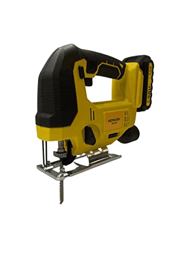 Nemura Scie Sauteuse Electrique Sans Fil - Changement Rapide de Lames - 4 Réglages Orbitaux - Livrée avec 1 Lame à Bois, 1 Clé Hexagonale, 1 Batterie 2Ah et 1 Chargeur 21,5V-0,5A - Marque Française