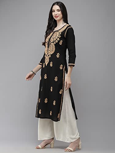 Image of Ada Hand Embroidered Lucknowi Chikankari Cotton Kurta Kurti for Women A411191