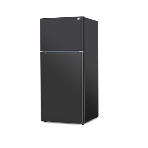 Image of BLACK+DECKER 18.1 Cu. Ft. Top Mount Refrigerator with Ice Maker, 2-Door Refrigerator with Top Freezer, Freezer with Icemaker and Adjustable Temperature Control, ENERGY STAR, BR1810HIMB, Black