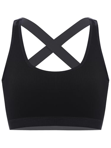 Kids Girls Puberty Teens Sport Bras Dance Crop Tank Tops Workout Yoga Fitness Gym Cami Tops