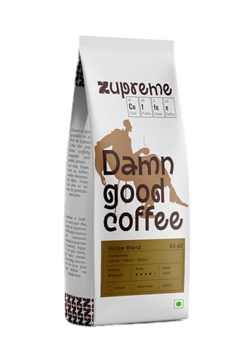 Image of Zupreme Premium Coffee House Blend 60:40 | Arabica Robusta Coffee Beans | Medium to Dark Roast | Strong, Creamy & Full Bodied | Freshly Roasted | Ideal for Espresso & Filter Coffee | 500 grams