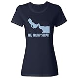 Playful Pathways Strait of Hormuz Graphic Trump-Inspired Ladies' Crewneck T-Shirt (Navy, Small)