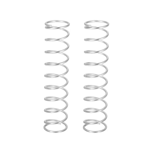 QUARKZMAN 2Pcs Ressorts de Compression, Diamètre de Fil de 1,6mm x Diamètre Extérieur de 18mm x Longueur de 90mm Ressorts de Pression de Stylo à Bille en Acier Inoxydable 304, Argent