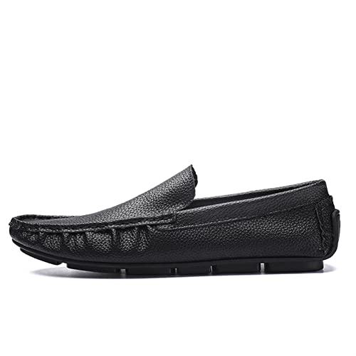 Mens Loafers Shoe Genuine Leather Stitching Details Round Toe Resistant Flat Heel Anti-Slip Wedding Slip On2