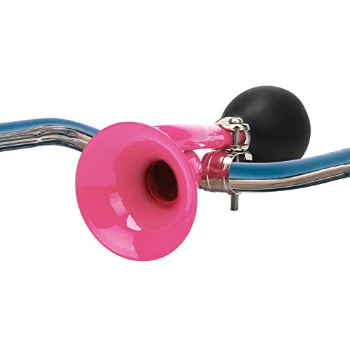 Bugle Horn, Retro Clown Horn, Kids Bike Horn, Coolrunner Classic Vintage Metal Twist Loudspeaker Siren Hooter Snail Air Horn for Vehicles Bicycles Golf Cart (Pink)