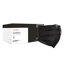 Cranberry USA Carbon Black Face Masks, Disposable, 4-ply, Elastic Earloops, Medical & Dental, Level 3 Pack of 50