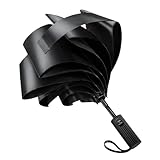 【2026新登場・超大サイズ・12本骨】 折りたたみ傘 ワンタッチ自動開閉 大きい メンズ傘 耐風・撥水・頑丈 晴雨兼用 傘 UVカット 折り畳み傘 台風対応 豪雨対応 メンズ レディース 収納ポーチ付き (ブラック（形状記憶なし）)