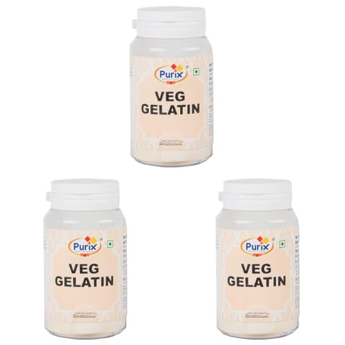 Image of Purix Veg Gelatine Powder | Gelatine Powder For Vegetarian | Gluten Free | Unflavored Thickener, 75g (Pack of 3)