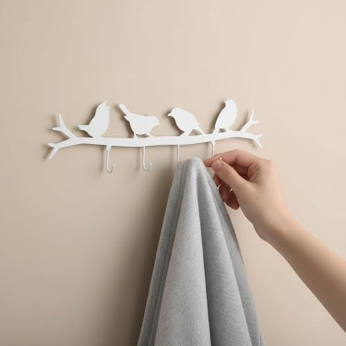 Portemanteau mural à 4 crochets Pajaros pour optimiser le rangement des pièces