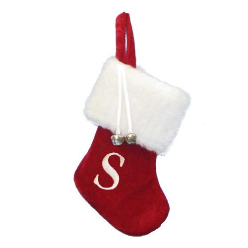 Kurt Adler Red/White Monogrammed S Miniature Stocking