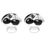 Jubonexis Juicy - Pomelli rotondi in legno di ciliegia nera e bianca, con viti, 2 pezzi, per cassetti, cassettiera, decorazione per armadio, casa, ufficio, cucina
