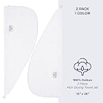 American Soft Linen 100% Cotton Hair Towels for Women, Head Towel Cap, Cotton Hair Turban Towel Wrap for Long Curly Anti Frizz Hair, Soft and Absorbent Cotton Hair Towels 2 Pack, White - Image 4