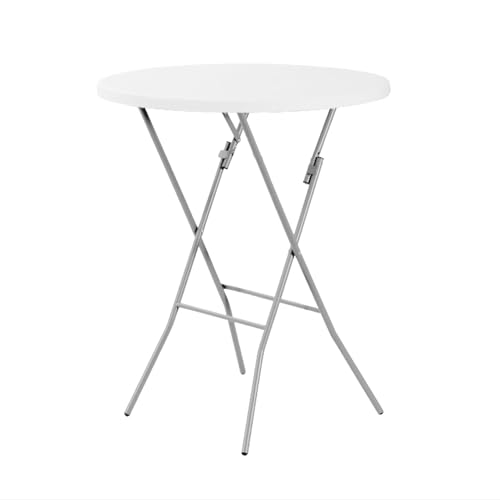 32in Cocktail Table, no Assembly Required, High Top Bistro Round Plastic Folding Table, Foldable Portable Bar Height Tables, Indoor Outdoor for Party Banquet Wedding Picnic Dining Camping, White by Go-Trio - Used condition - US$67.99