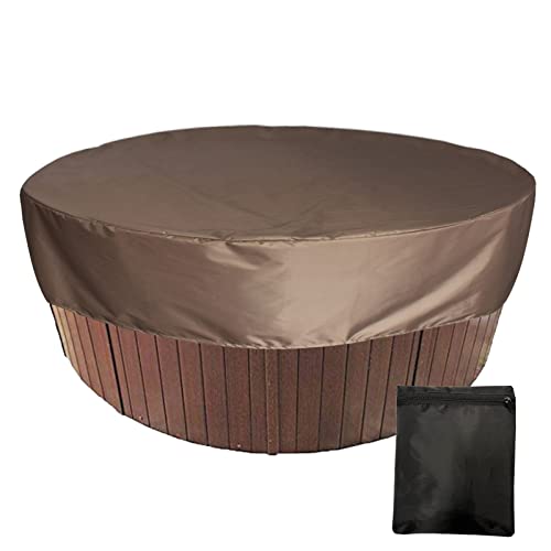DFANCE Cubierta Bañera Hidromasaje Impermeable Redonda Cubierta SPA Exteriores Funda para Jacuzzi con Bolsa Almacenamiento,Anti UV Funda Piscina,para Inclemencias Tiempo,Marrón,190x90cm Cover