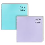 2pcs Square 3.9X3.9 300gsm Portable Watercolor Paper Pad Journal 60pgs (30 Sheets with Textures) Travel Size for Calligrapher Watercolour Sketch Book Water Color Paper Notebook Baby Blue&Taro Purple