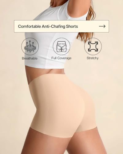 Image of SHARICCA Boyshorts Panties for Women Seamless Soft Boy Shorts Underwear | No Show Ice Silk Boxer Briefs, Anti Chafing Short Pack, High Waisted Plus Size for Summer, Sleeping, Under Legging, Dress