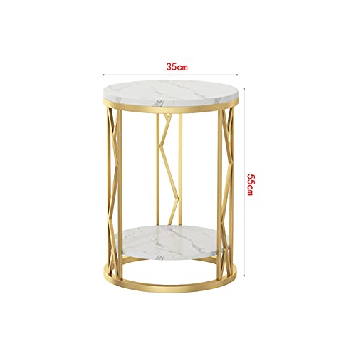 Table de chevet ronde en marbre et structure dorée light luxury