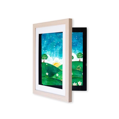 Li'l Davinci Art Cabinet, Stores Up To 50 Pieces Of 8.5 X 11 Inch Art, Outer Wooden Frame Dimensions 11.75 X 14.75 Inches, Changeable Kids Art Frame By Dynamic Frames, Front Opening
