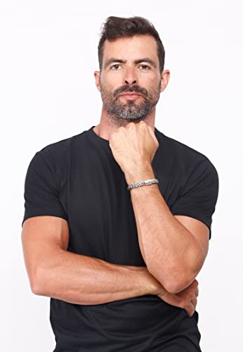 Kuzzoi 925 Sterling Silver Round Byzantine Bracelet For Men, Length 9,05 Inch, Width 0,39 Inch, 1.87 Oz #TOP4