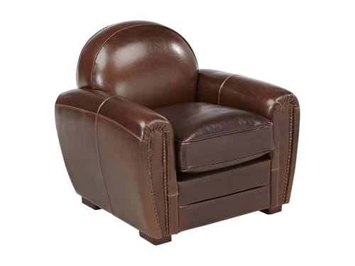 Vente-unique Fauteuil Club en Cuir Vieilli Baudoin - Chocolat