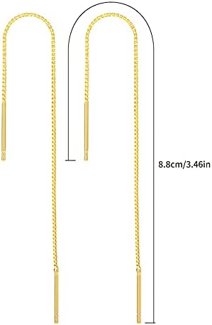 HooAMI 925 Sterling Silver Earrings for Women,Threader Earrings Long Chaine Tassel Earrings,Drop Pull Through Earrings for Women Girls
