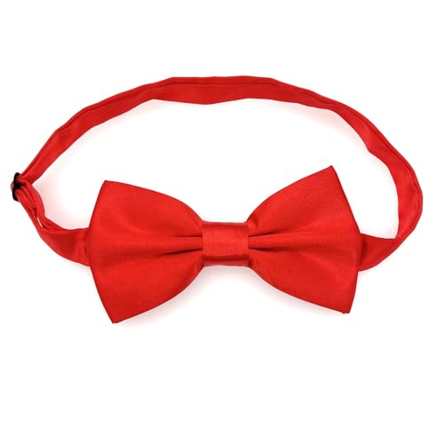 JZK Vorgebundene, leuchtend rote Fliege für Männer, Frauen und große Hunde, doppellagige, klassische, einfarbige, verstellbare, formelle Smoking-Fliege für Hochzeit, Party, Fest, Kostüm