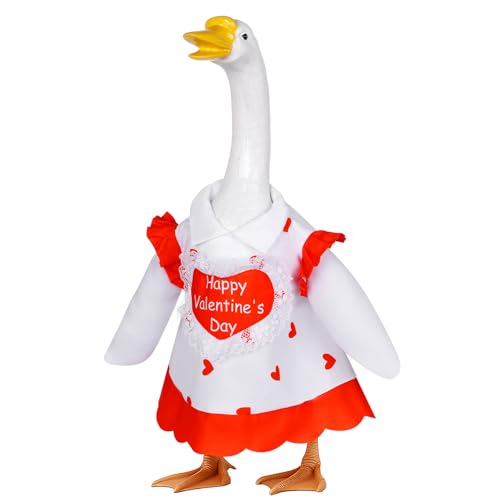 Ishua Heart Valentines Day Goose Outfit for 23 H Concrete Cement Goose Statue Outdoor Patio Garden Porch Yard Garden Outdoor Decor