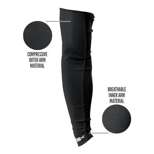 1 Pair Nxtrnd Compression Arm Sleeves for Men, Breathable Football, Basketball, Baseball Accessory, Adult & Kids (Large, Black)