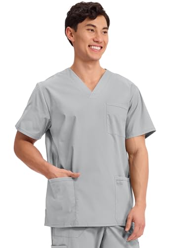 Image of Cherokee WW Professionals Men's V-Neck Scrub Top 4 Pockets Medical Shirt