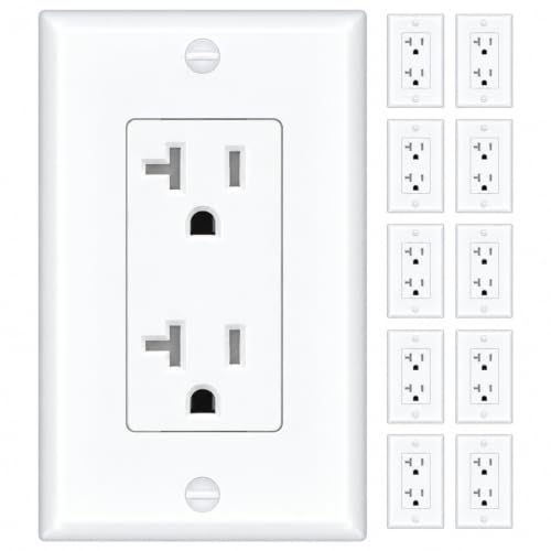 Amico 10 Pack 20 Amp Tamper Resistant Wall Outlets UL Listed