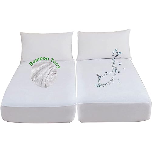 Protector de colchón Split California King impermeable de bambú para cama articulada de dos plazas 2
