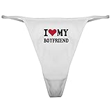 CafePress I Love My Boyfriend Thong Underwear, Funny Womens Panties White