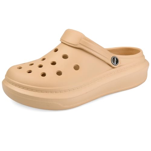 BTF BE TOP FASHION Clogs for Men Women - Slip-On Garden Shoes Sandals with Arch Support,Cushioned Comfort for Beach Pool Summer Outdoor Activities Khaki