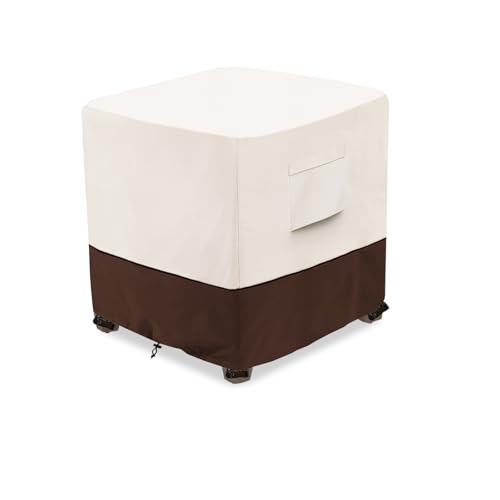 Image of Bitubi Waterproof Patio Ottoman Cover, Heavy Duty Square Outdoor Side Table Furniture Covers Size 22L x 22W x 18H inch (Brown)