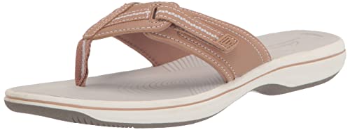 Clarks Women's Brinkley Jazz Flip-Flop, Warm Beige Synthetic, 8 #TOP27