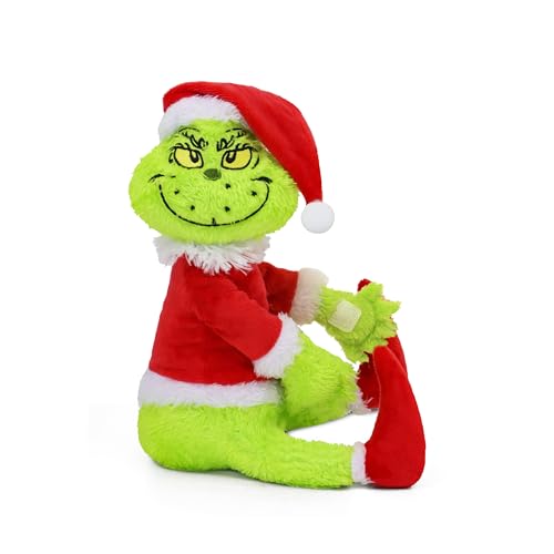 Green Furry Christmas Thief Tree Topper Holiday Character Tree Hugger Decoration for Wine Bottle Curtain Christmas Tree Ginger Bread Home Decor (1 Pack)