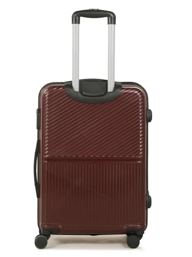 Image of Teakwood Meduim Size 8 Wheels Trolley Bag, Hard Cabin with Zipper Closure, Adjustable Push Button & Cross Side Strap, Number Lock System 360 Degree (Medium, Brown)