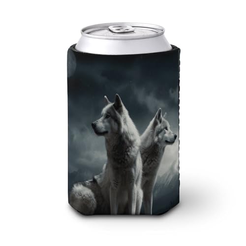 Wolf at Night Cup Sleeve Reusable Iced Coffee Sleeves Cute Insulated Cup Sleeve for Cold Beverages Coffee Cup Holder Fits All For Regular Size Bottles