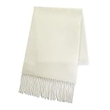 [Vita Natur] ヴィタ・ナトゥール ウール95％カシミヤ5％ カシミヤブレンドウールマフラー【レディースメンズ共用】(190cm×30cm) 無地（オフホワイト）