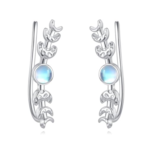 Boucles d'oreilles sans piercing phases de lune argent pour oreilles sensibles