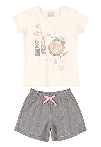 Conjunto Infantil Blusa Cotton E Shorts Moletinho, Quimby, Meninas, Natural, 08
