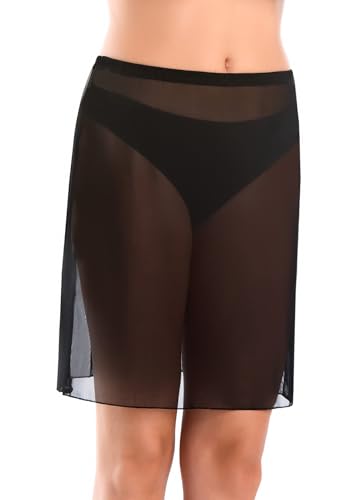 Teyli – Jupon Femme Transparent en résille, Longueur Genou, léger et féminin., Noir, M