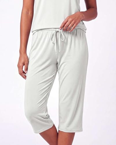 Image of 2 Pack Women's Pajama Sets 2 Piece Tank Top Capri Pants PJs Sleepwear Cute