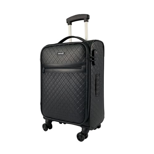 KYME 24 Inch Suitcases Luggage,PU Leather Softside Suitcase with Double Spinner Wheels, Black