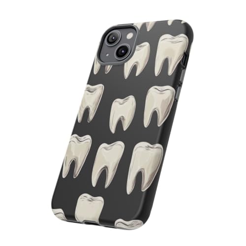 Coque iPhone 14 Plus rigide mate solide motif dents blanches design original - 2
