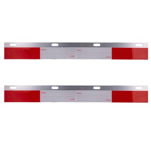 Image of Vehicle Exterior Guard, Aluminum Semi Truck Mud Flap Conspicuity Ctrips Reflective Strips Kit with DOT-2 Certified Reflective Strips 24 inch x 2-7 /8 inch - Straight Mud Flap Hangers- Pack of 2 pcs