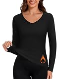 Harlamvar Damen Rundhals Slim Fit Warm Unterhemd Langarm Thermounterwäsche