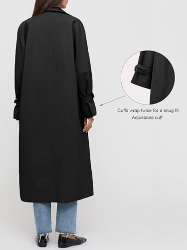 Tankaneo Womens Long Trench Coat Oversized Double Breasted Windproof Classic Lapel Casual Fall Overcoat4
