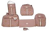Kit Bolsa Maternidade, Mochila com Chaveiro de Ursinho, Bolsa Térmica, Trocador Impermeável, 5 Peças (Nude)
